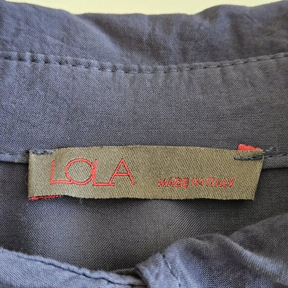 Lola Made In Italy Top Womens S Navy Buttons LS Lightweight Oversized Viscose - Picture 3 of 15